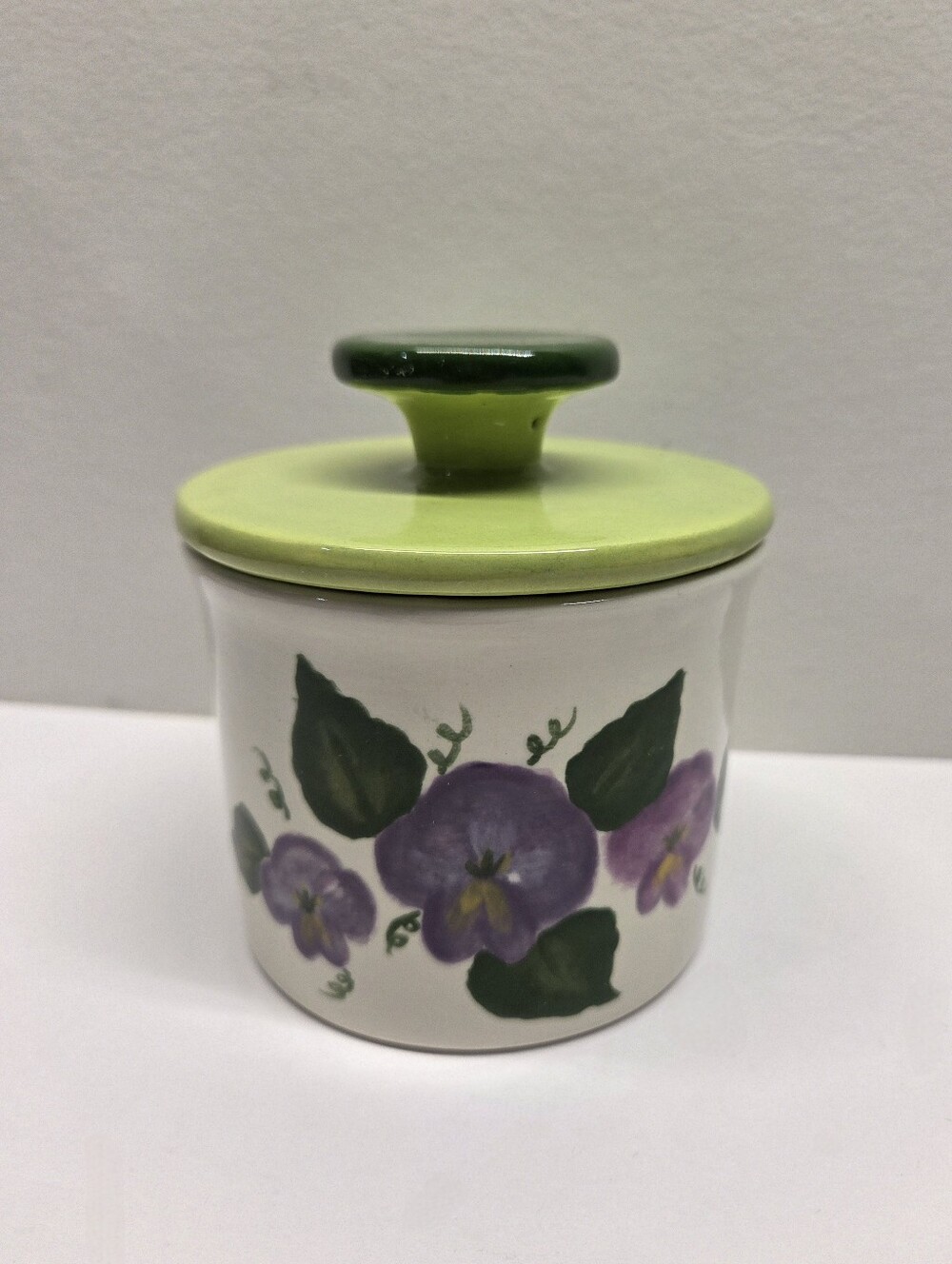 Cottagecore Butter Bell Handpainted Floral Motif Signed On Bottom